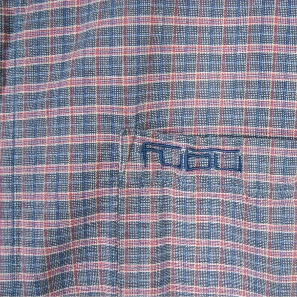 Vintage Y2K 2000s Fubu Grey Blue Checkered Plaid Button Down Shirt - Picture 2 of 4